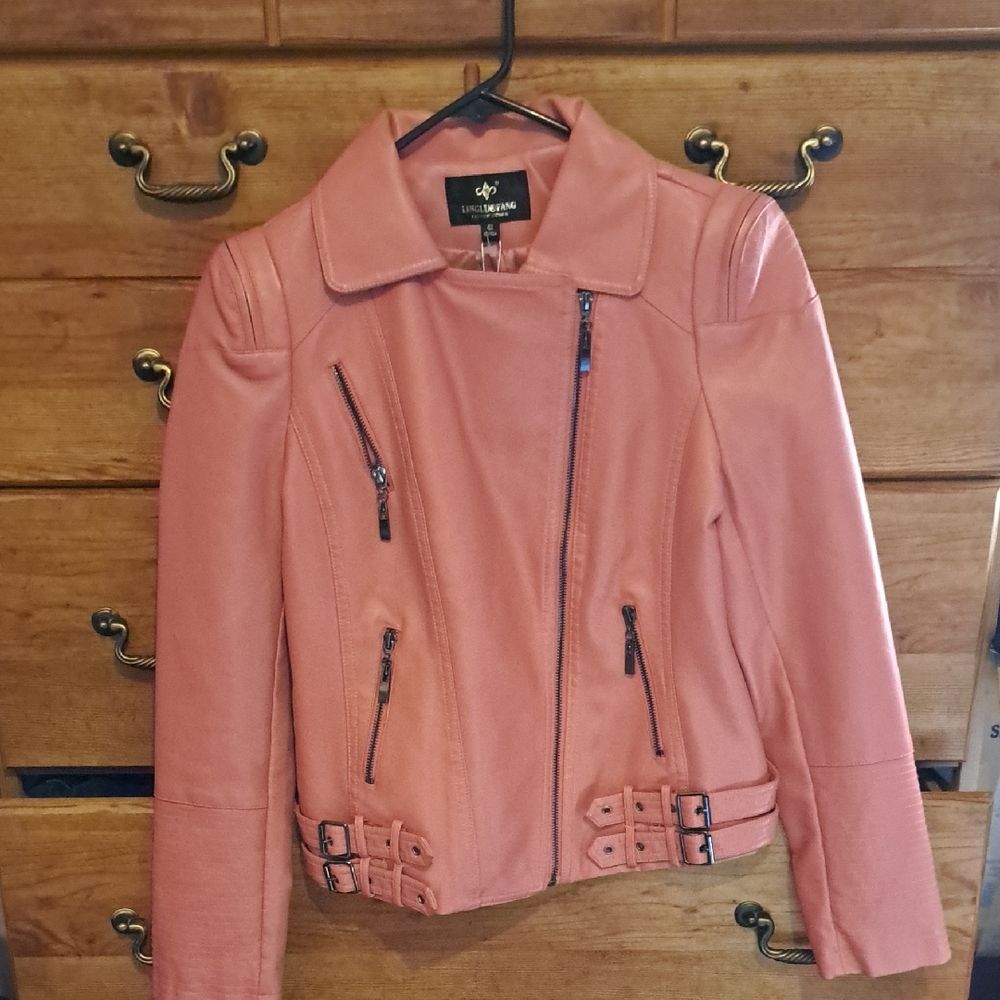Lipsy Women's Coral Leather Jacket